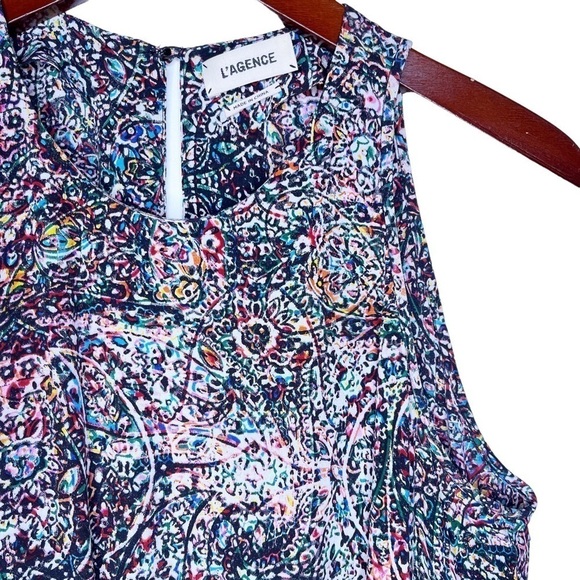 L’agence Sleeveless Silk Tie Front Jumpsuit Size Small in Multi Mosaic Print - Picture 4 of 14